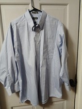 Arrow Men's Blue LS Button Down Dress Shirt Sz 17.5 Wrinkle Free Fairfield...