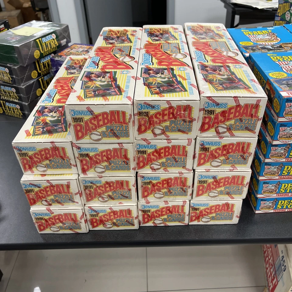 Juego completo de caja, rompecabezas y tarjetas de estuche Donruss Baseball 1991 sellado de fábrica Foto 3 de 3