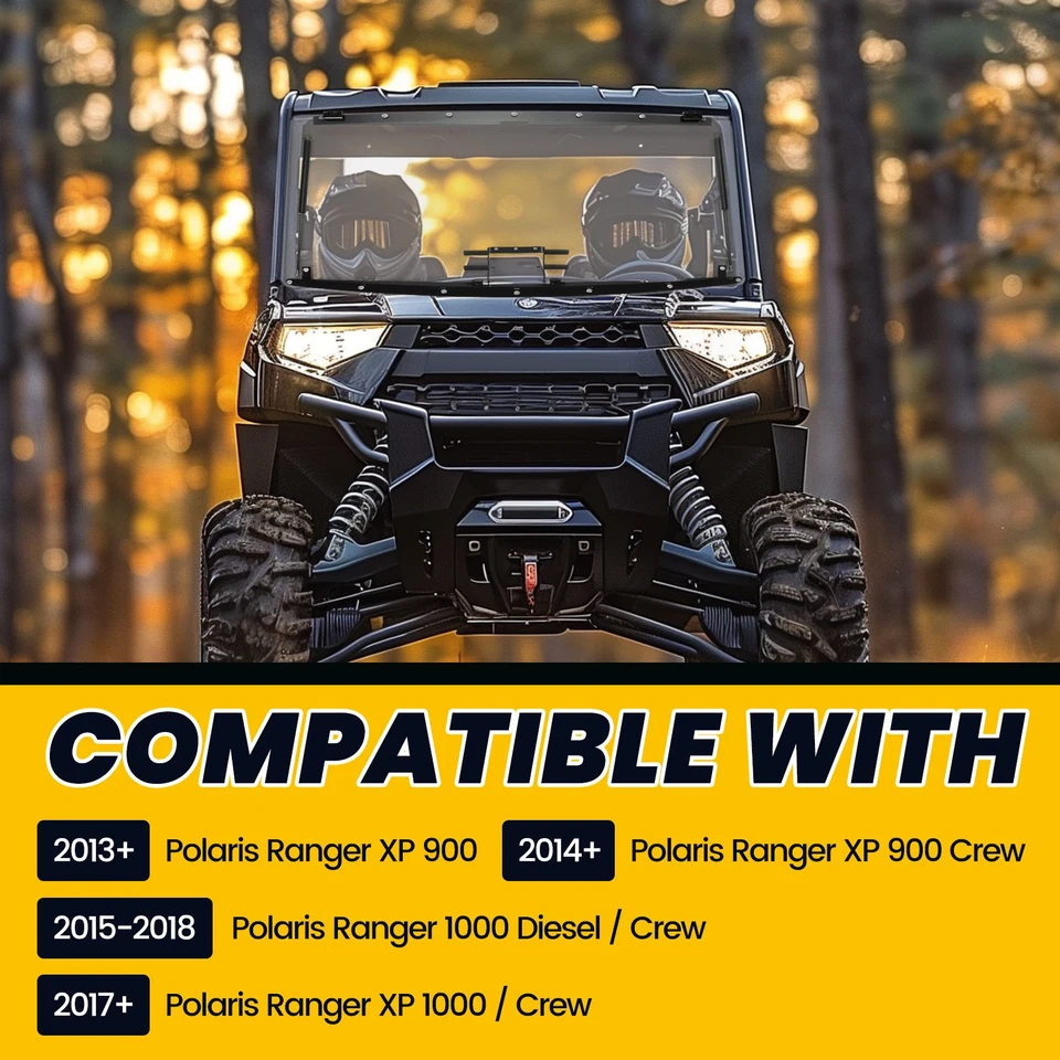 New Clear Flip Windshield For 2014-UP Polaris Ranger 570 XP 1000/900 Crew 13-UP Foto 3 de 4