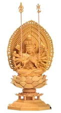 Japanese Buddhist Statue Wooden Senju Kannon Buddha wooden sculpture H:17cm