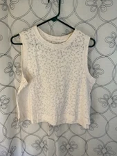 New Women's Crop Active Tank Top - All in Motion - Cream Size Large Sleeveless