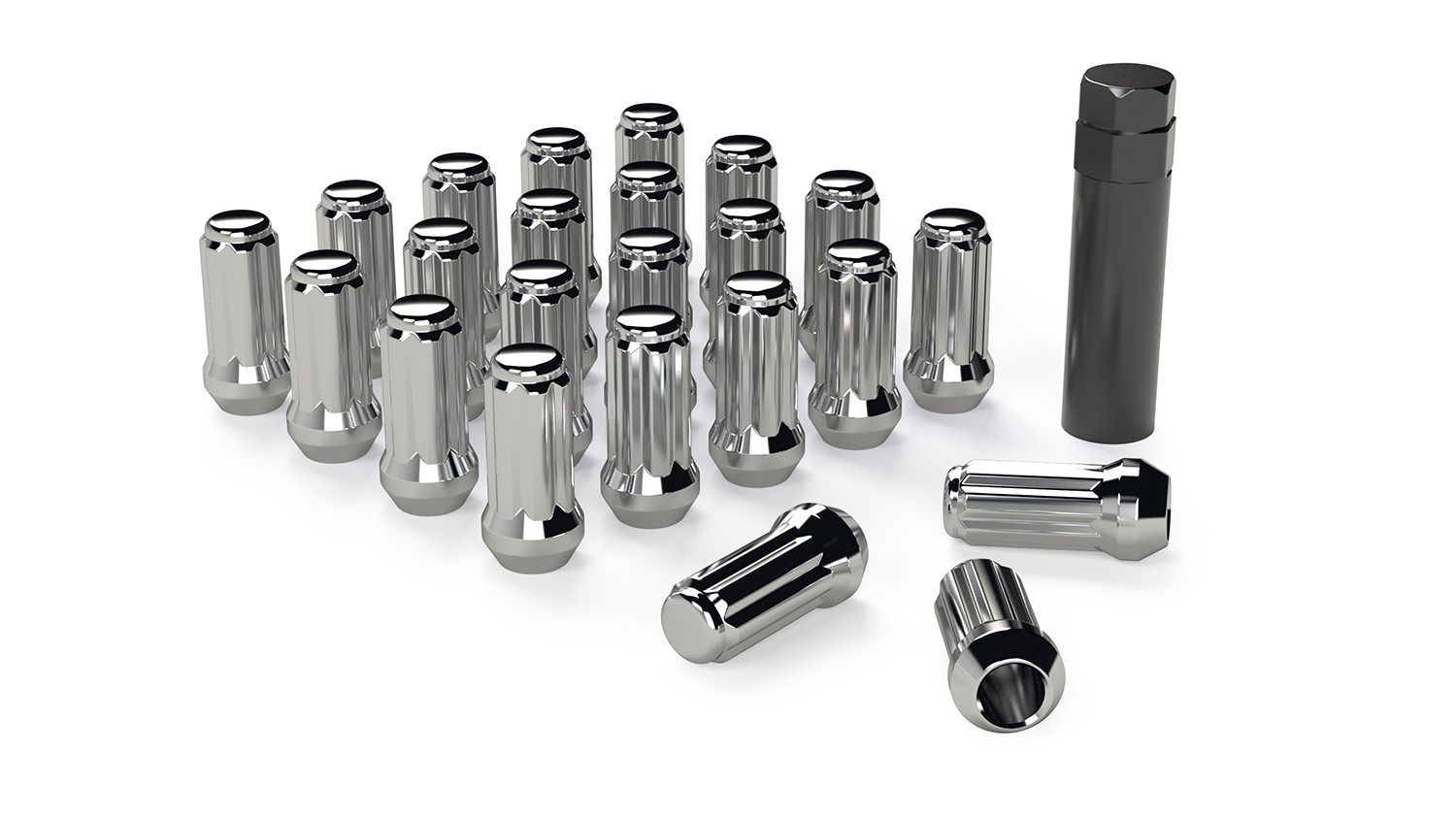 Écrous de roue M14-1.5 Spline Drive chrome 23pcs visserie pour jante alliage