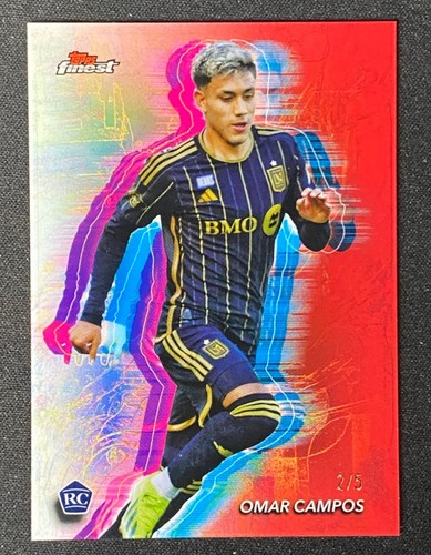 Omar Campos 2024 Topps Finest MLS Holo Glow Red Refractor 2/5 RC #51