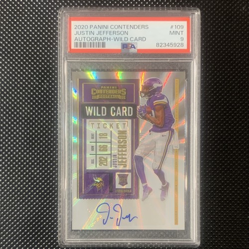 Panini 2020 Contenders RPS Justin Jefferson Auto Wild Card Ticket /50 PSA 9