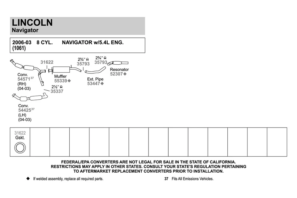 For Ford Expedition 2003-2006 Walker Aluminized Steel Exhaust Extension Pipe Foto 3 de 3
