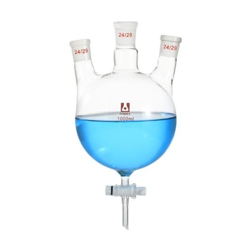 50ml-2000ml Spherical Separating Funnel, Borosilicate Glass,3 Standard Joints - Picture 6 of 6