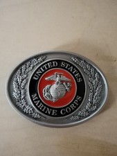 United States Marine Corps Pewter Belt Buckle Made In USA