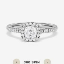 Lab created Lumia Cushion Lab Diamond Halo Engagement Ring 0.70ct F VS 9ct WG