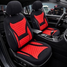 2x Sitzbezüge passend für Peugeot 407 ab 2004-2011 (Schwarz-Rot) | PRIME