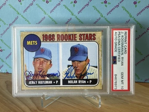 💎 Nolan Ryan & Jerry Koosman Dual Auto 1968 RC Reprint PSA 10 Bold Blue #177