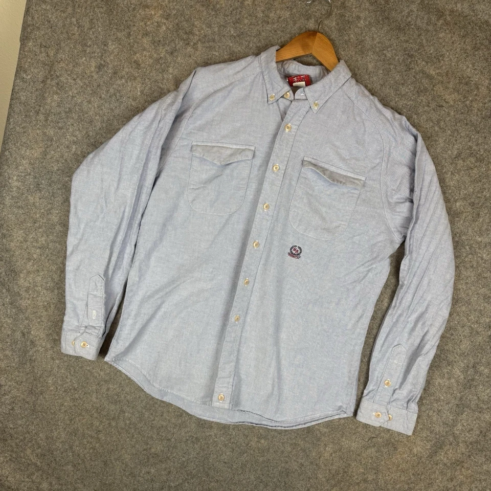 Camisa de Colección Mo Betta Western 16.5x35 Azul Cambray Cowboy Garth Hecha en EE. UU. Foto 3 de 4