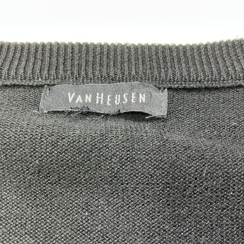 Van Heusen Sweater Mens XL Black Argyle V Neck Knit Pullover Vest Casual - Image 3 of 4