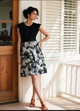 AB Studio Black White Pencil Skirt Abstract Print Dress Sz 4 Womens Cocktail