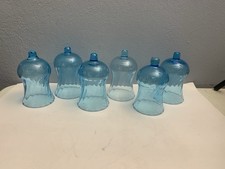 Vintage Blue Swirl Glass Votive Candle Holders Lot of 6