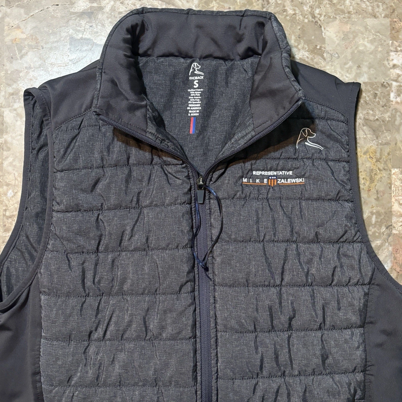 Rhoback Fulton Vest Mens Small Grey Hybrid Sleeveless Gilet Company Logo - product detail image 1