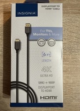 Insignia 6' Displayport To Hdmi Braided Cable supports 4k