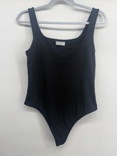 Aritzia Babaton Black Square Neck Tank Bodysuit Women's Sz L Minimalist Capsule