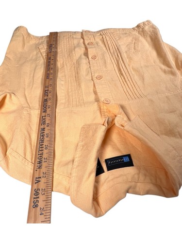 Linen Jacket Womens Sz L Button Butter Yellow Pockets Spring Fall Pin Tucks EUC - Picture 7 of 11