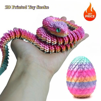 3D Printed Snake Egg Toy Rotating Articulated Figure Home Desk Decoration