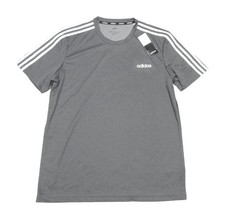 Adidas Men's Light Grey Heather 3 Stripe Crew-Neck Training Short Sleeve T-Shirt