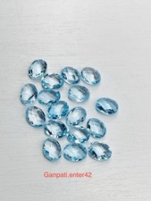 Blue Topaz Faceted Briolette Both Side Checker Oval Cut 8x6 MM Loose Gemstone E
