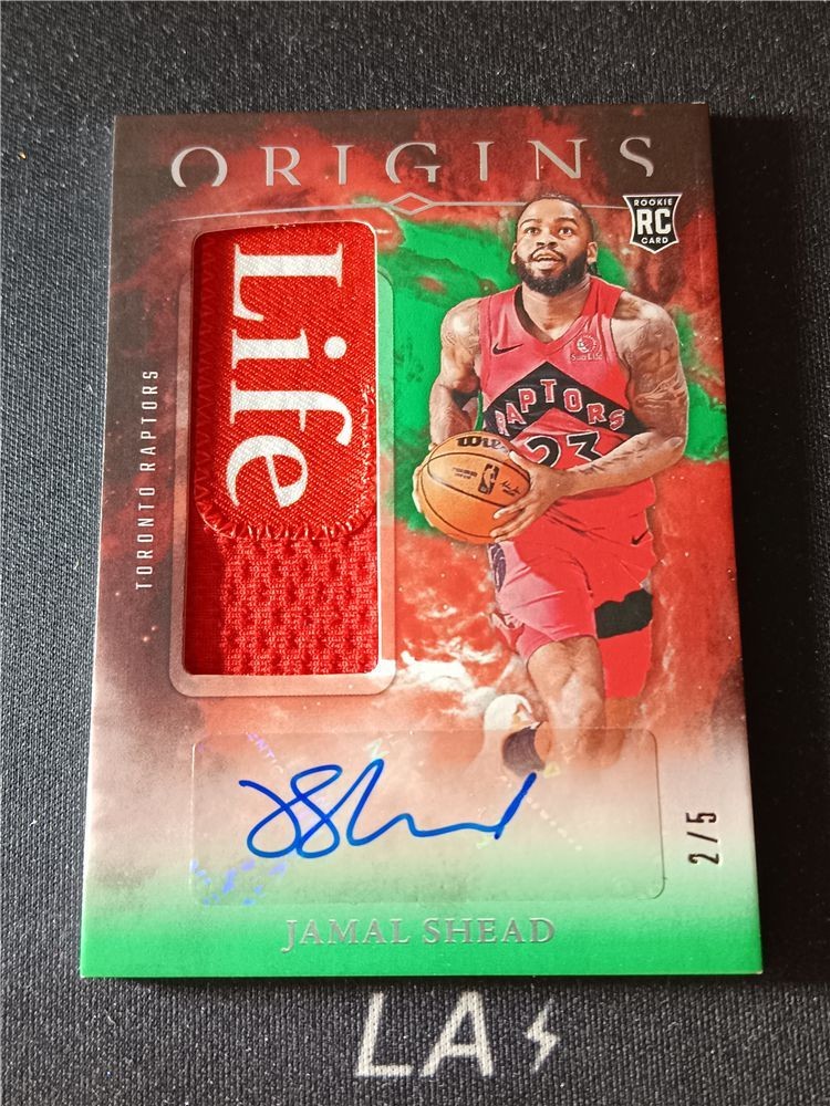 Jamal Shead 2024-25 Panini Origins 2/5 RPA Patch Auto Green RC SSP