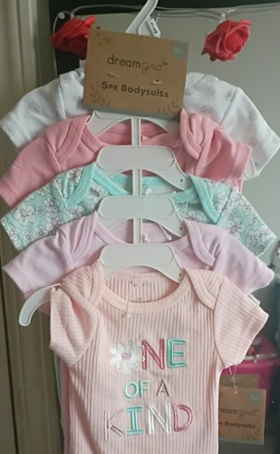 dreamgro 5-Pack Girls 3-6M Floral Short Sleeve Snap Bodysuits Cotton Blend