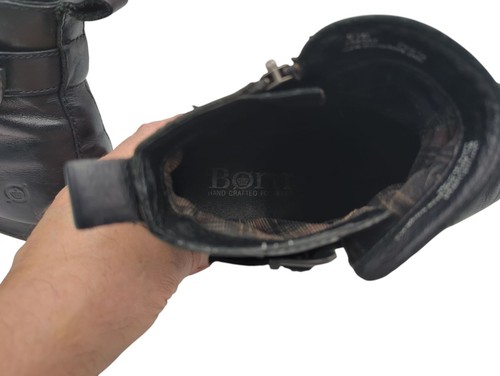 Born schwarze Leder-Stiefeletten mit Schnalle und seitlichem Reißverschluss Größe 9,5 F54203 - Bild 7 von 11