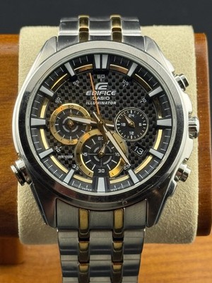 Casio Edifice Two Tone Chronograph Watch 45mm Neon Illuminator EFR-537SG-1A