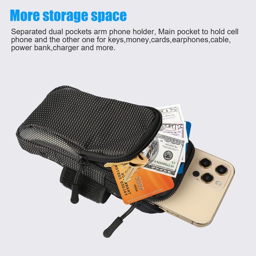 Cell Phone Armband Running Phone Holder Sports Arm Band Strap Gym Pouch Key Bag - Photo 3/10