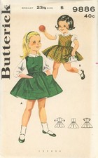 Butterick 9886 Full Skirted Jumper & Blouse w Puff Sleeves Sz 5 UNCUT Pattern
