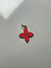 LOUIS VUITTON LV ZIPPER PULL Button CHARM Gold Double Sided Flower MotifL