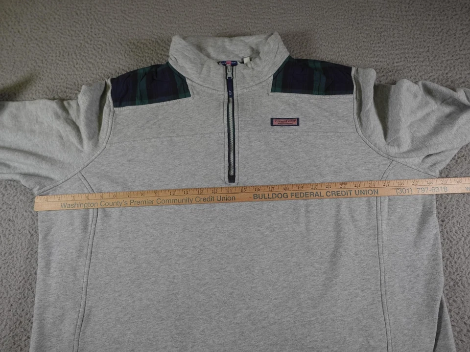 Vineyard Vines Sudadera Mujer 3X Gris Cuarto Cremallera Preppy Navegación Náutica Foto 3 de 4