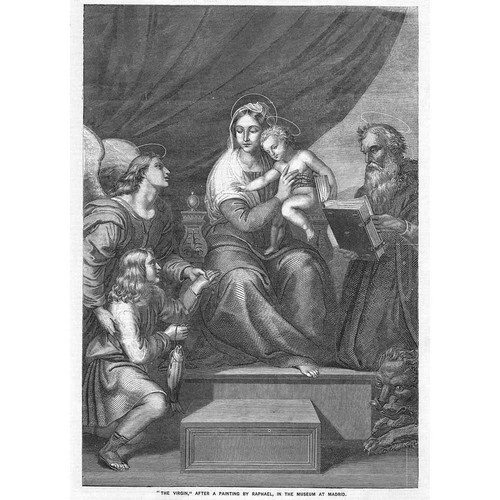 RAPHAEL The Virgin - Antique Print 1859