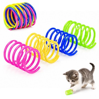 4-Pack Colorful Cat Spring Toys - Interactive & Fun Enrichment!