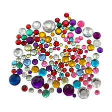 Craft Gems Acrylic Flat Back Assorted Sizes & Colors  Lot Metal Craft Container