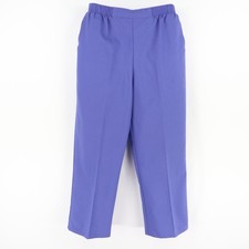 Alfred Dunner Pants Womens Size 8 Purple Cotton Blend Elastic Waist Pockets