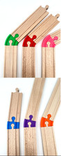 6 x Kurvenstücke für Brio Ikea & universal Holzschienen Eisenbahn Farbwahl