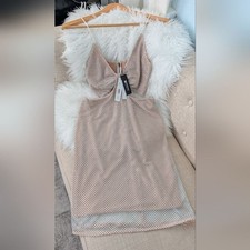 NWT  Alice + Olivia Havana Crystal-Embellished Mesh Mini Dress Size 6
