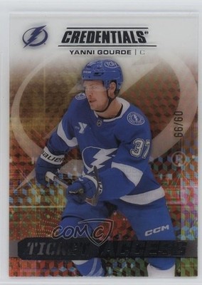 2025 Upper Deck Credentials Acetate Ticket Access /99 Yanni Gourde #TA-YG 1d9x