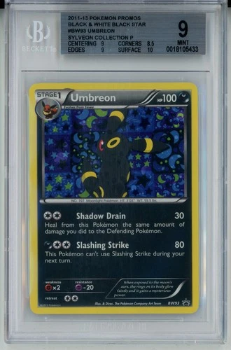2013 POKEMON BW BLACK STAR PROMO UMBREON #BW93 HOLO BGS 9 MINT #0018105433
