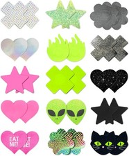 Pasties Rave Pack - Nipple Covers Stickers - Disposable Sticky 1 Neon Black