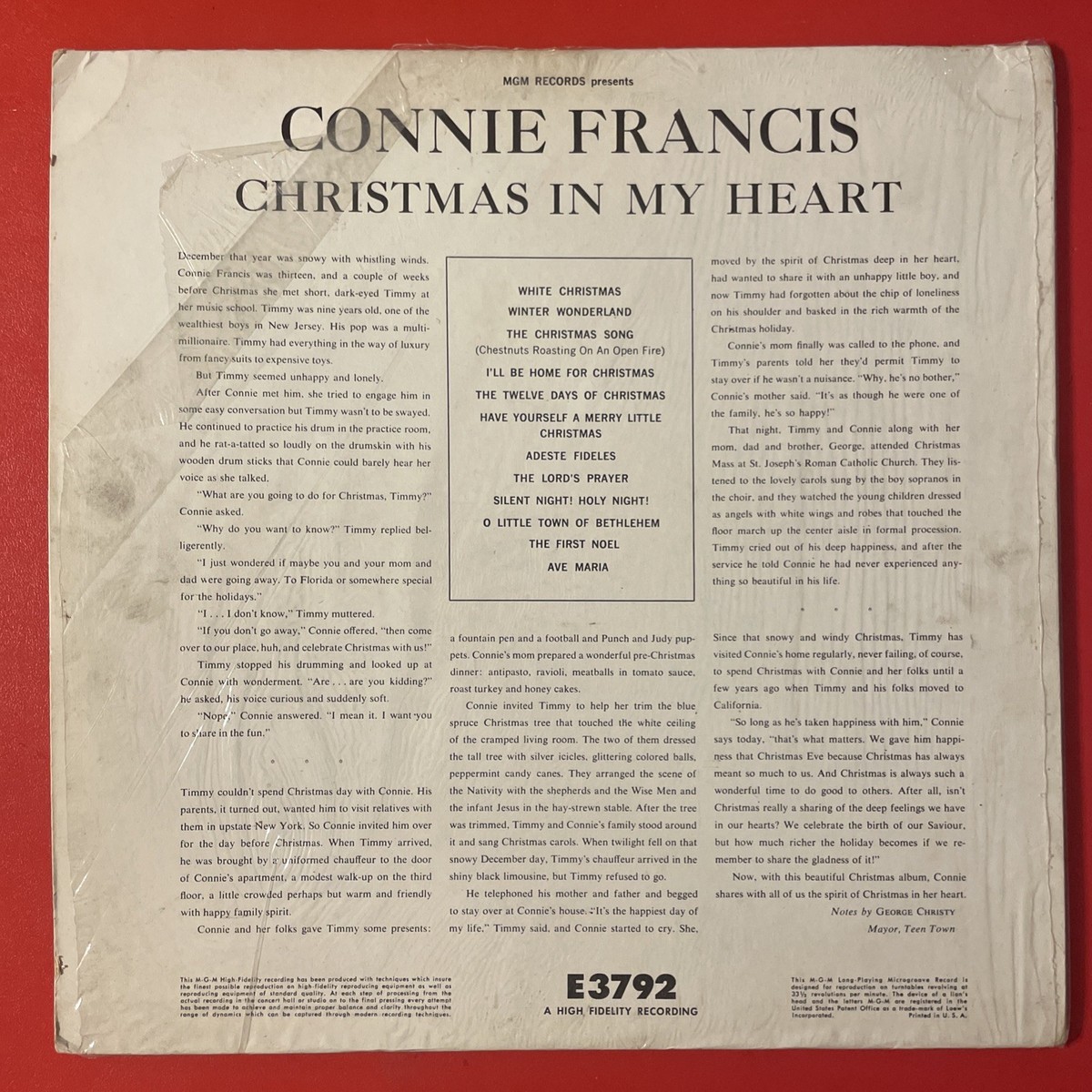 Christmas in My Heart コニー・フランシスレコード Connie Francis' 'Christmas In My Heart' Getting Vinyl