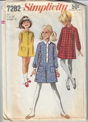 SIMPLICITY 7282 Vintage Sewing Pattern Girls' and Chubbies' Step-In Dress