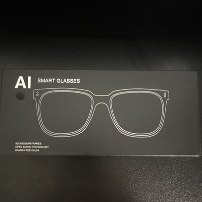 AI Smart Glasses Open-Ear Audio Hands-Free Calls Black Frames USB Cable