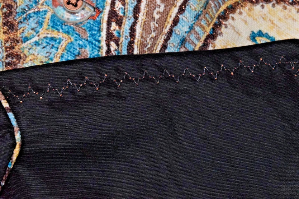 Vintage Vest Size XL 90s Turquoise Gold Threaded Tapestry Swirling Paisley - Image 4 of 4