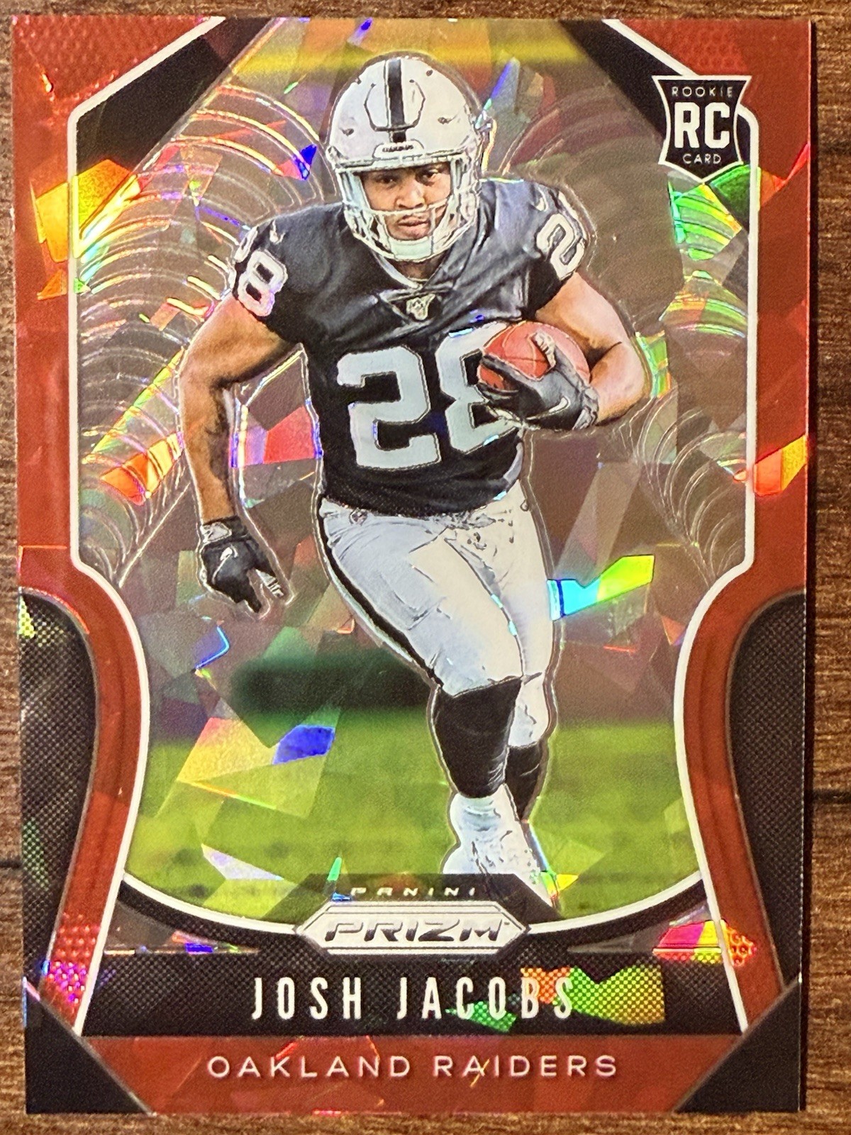 2019 Prizm Josh Jacobs Rookie Red Cracked Ice RC #323 Raiders