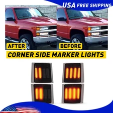 4PC Full Dynamic LED Corner Side Marker Light For 94-98 Chevy C/K 1500 2500 3500