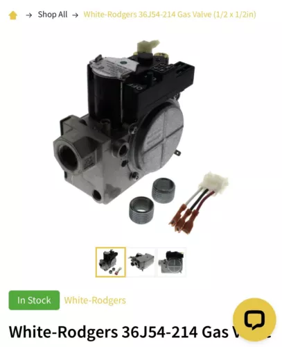 WHITE RODGERS 36J54-214 Gas Valve in and out 1/2"