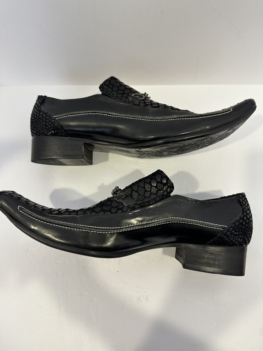 David Eden Clovis Black Ostrich Leather Shoes Square Elongated Toe Mens Size 43 NEW David Eden Mens Genuine Ostrich Dress Shoes Brown Derby  main image 4